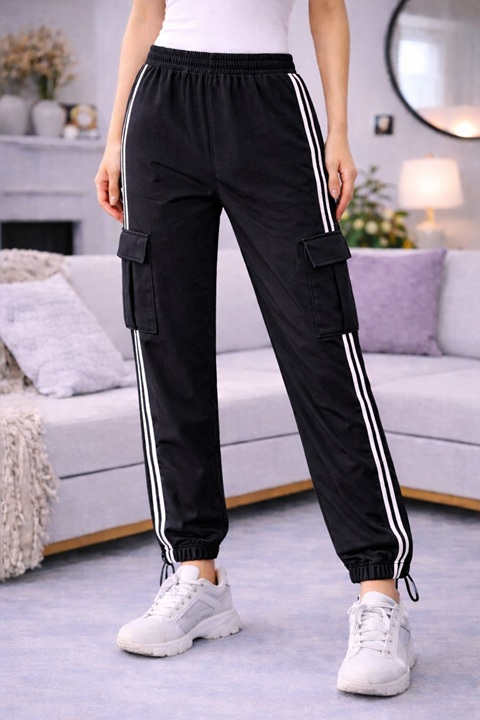 KADIN PARAŞÜT EŞOFMAN ALTI-SİYAH