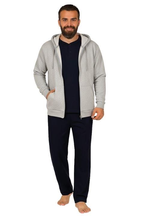 KAPŞONLU FERMUARLI HIRKA-GRİ