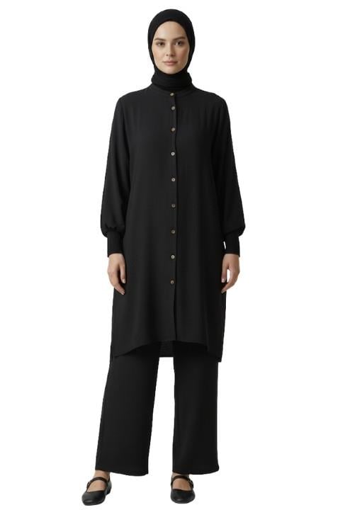 PANTOLONLU KADIN TAKIM-SİYAH