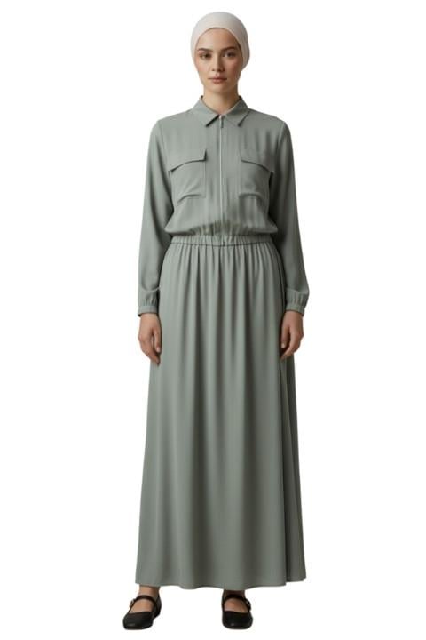 POLO YAKA ETEKLİ KADIN ELBİSE