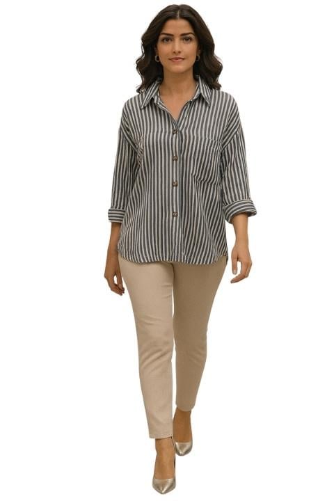 SERPİL ÇİZGİLİ KADIN GÖMLEK KOD:9540273-34