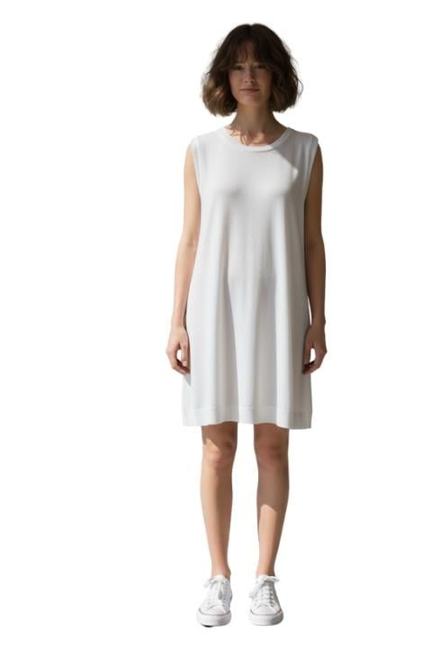 SIFIR KOL KISA ASTAR ELBİSE-BEYAZ