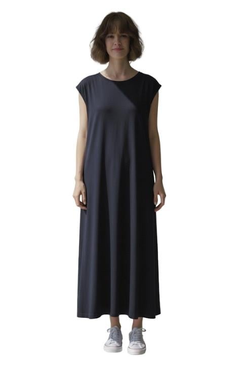 SIFIR KOL UZUN ASTAR ELBİSE-SİYAH