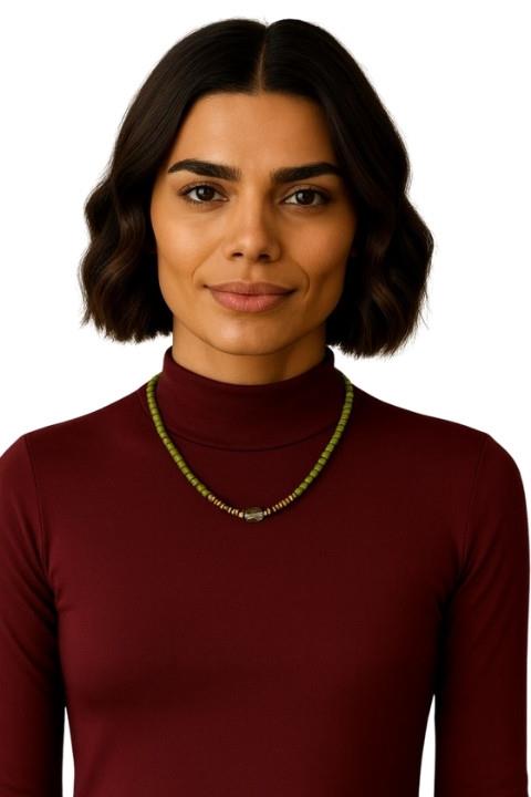 Taşlı Boncuk Kolye - Altın Boncuk
