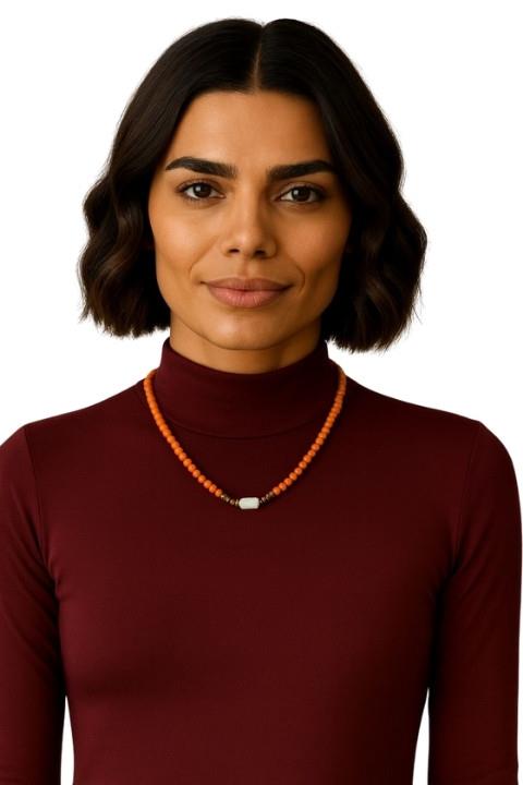 Taşlı Boncuk Kolye - Altın Boncuk