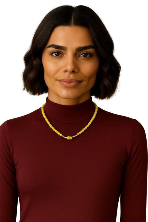 Taşlı Boncuk Kolye - Altın Boncuk