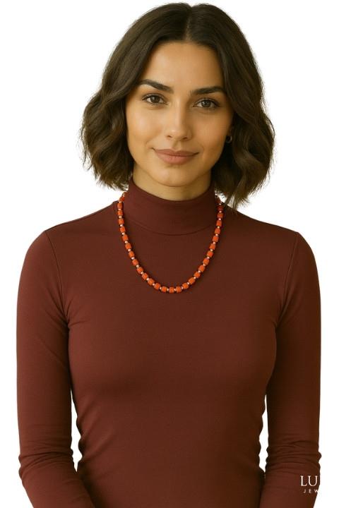 Taşlı Kolye - Turuncu