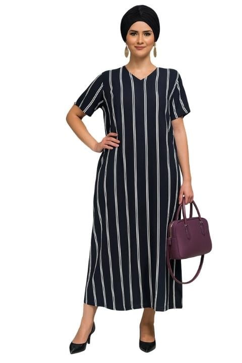 V YAKA VİSKON ELBİSE