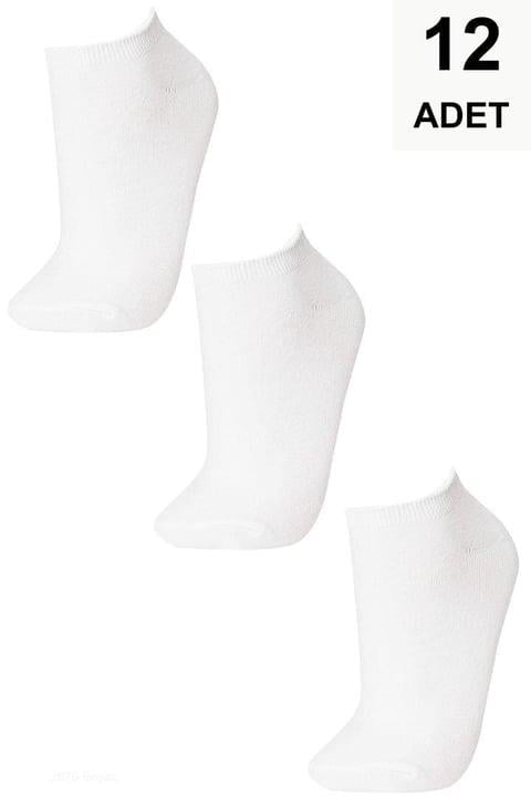 12 Adet Düz Kadın Patik Çorap