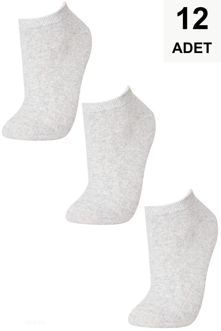 12 Adet Düz Kadın Patik Çorap