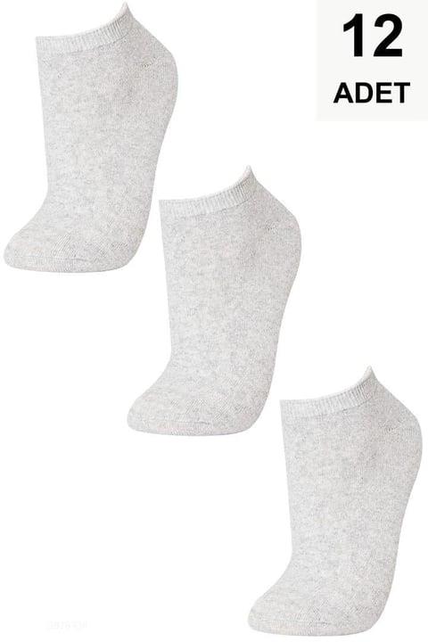12 Adet Düz Kadın Patik Çorap