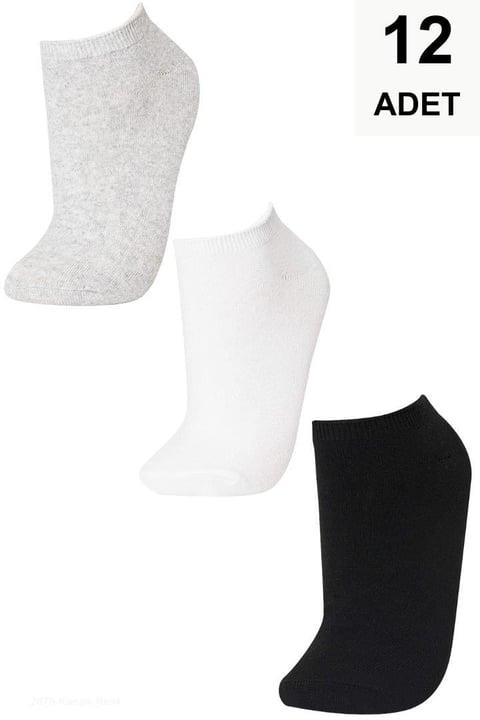 12 Adet Düz Kadın Patik Çorap
