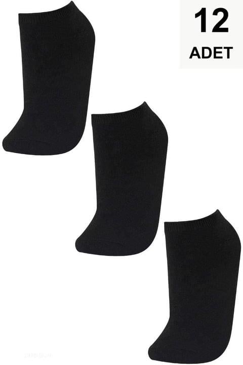 12 Adet Düz Kadın Patik Çorap