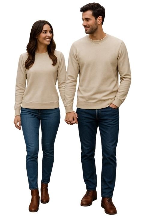 2 İplik Erkek Sweat - Bej