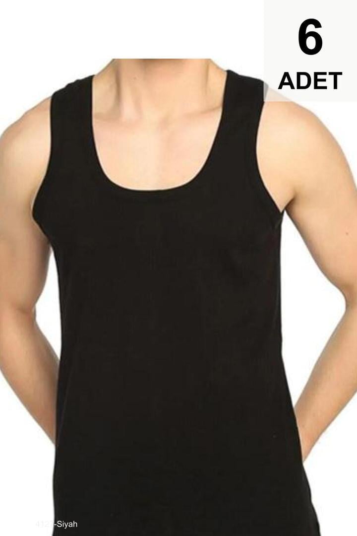 6 Adet Erkek Atlet - Siyah