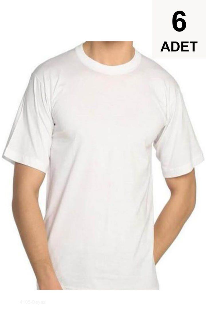 6 Adet Sıfır Yaka Erkek Fanila - Beyaz