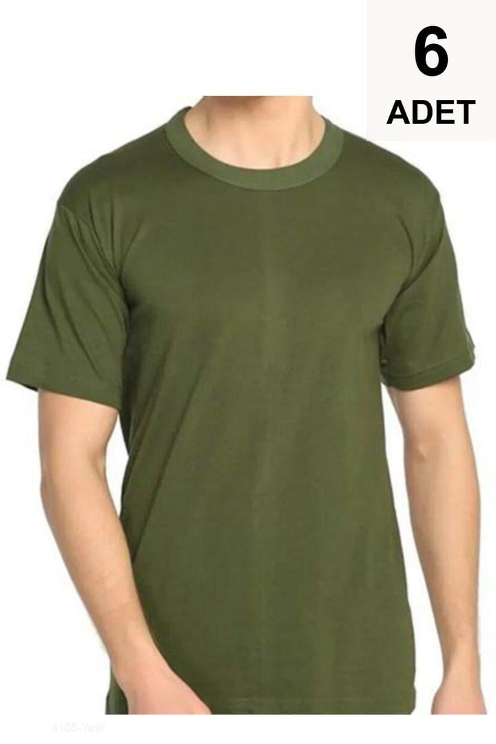 6 Adet Sıfır Yaka Erkek Fanila - Yeşil