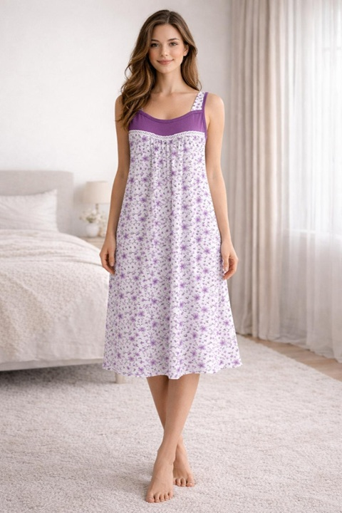 Desenli Kalın Askılı Gecelik