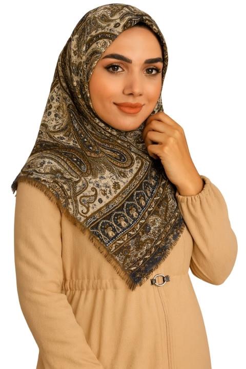 Desenli Çekme Boncuklu Eşarp