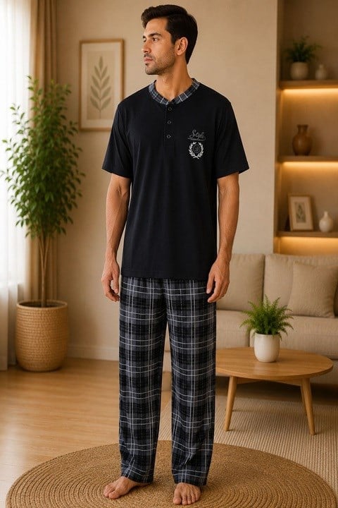 Erkek Cepli Kısa Kol Pijama Takımı Hfz - Görseldeki Renk