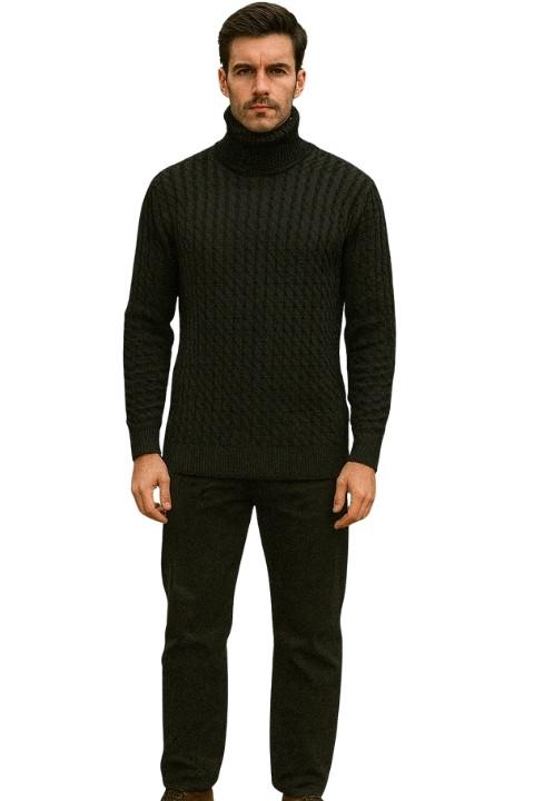 Erkek Boğazlı Triko - Siyah