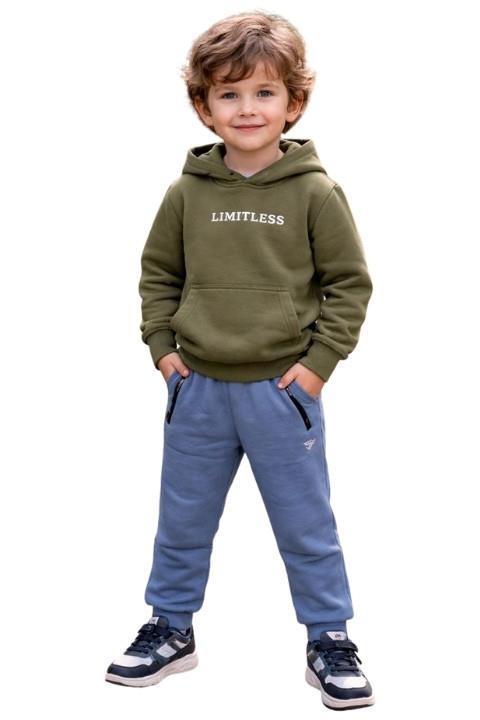 Erkek Çocuk 3 İplik Paça Lastikli Eşofman Altı - Petrol Mavisi