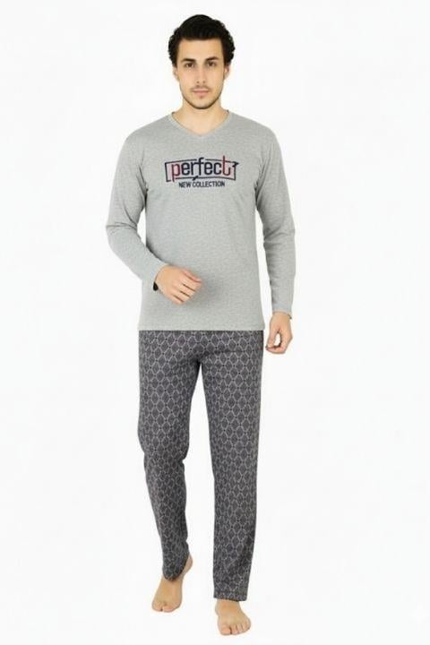Erkek V Yaka Pijama Takımı-Görseldeki Renk