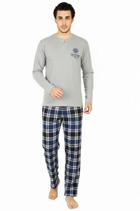 Erkek V Yaka Pijama Takımı-Görseldeki Renk
