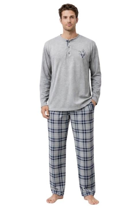 Jakarlı Erkek Pijama Takımı - Gri