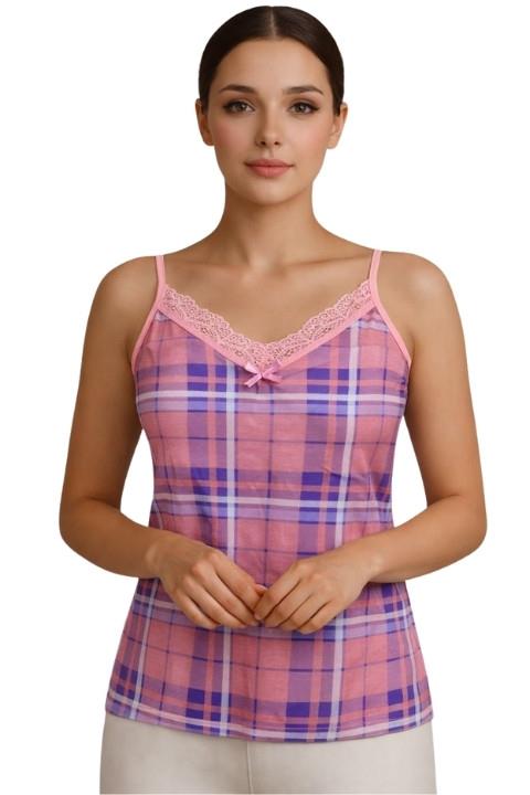 Jenika Kadın İp Askılı Empirme Atlet - Kareli