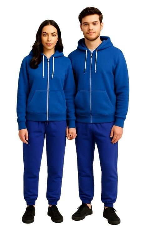 UNISEX 3 İPLİK FERMUARLI KAPÜŞONLU-MAVİ