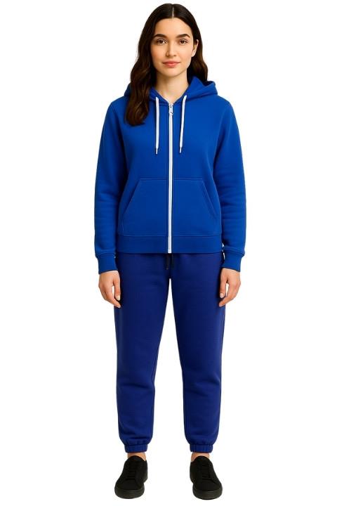 UNISEX 3 İPLİK FERMUARLI KAPÜŞONLU-MAVİ