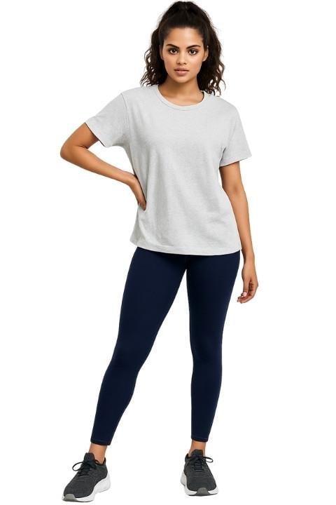 Kadın Bisiklet Yaka T-Shirt-Gri