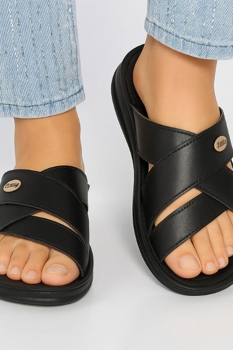 Kadın Çapraz Terlik - Siyah