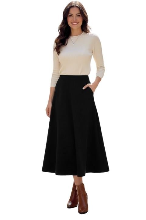 Kadın Kaşe Etek - Siyah