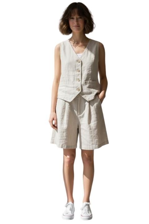 KADIN KETEN  YELEK ŞORT TAKIM KOD :7374300-05