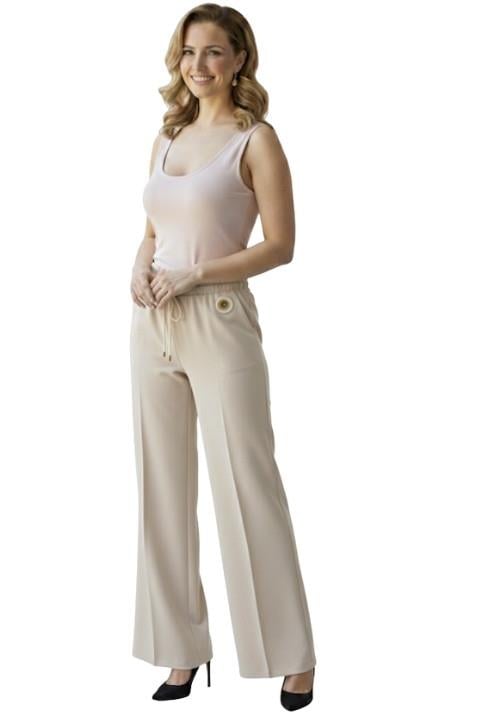 KADIN KUMAŞ DAR PAÇA PANTOLON-EKRU