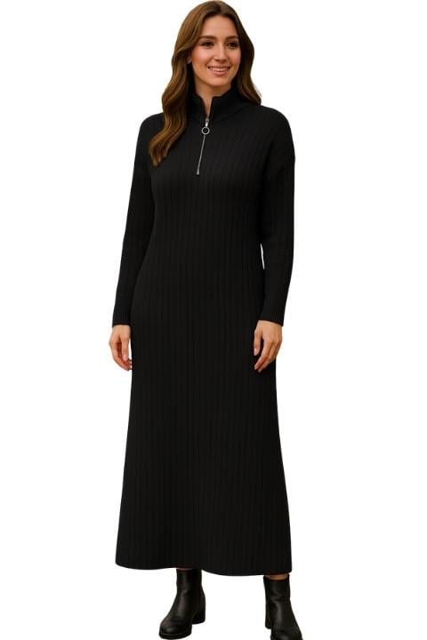 Kadın Triko Elbise - Siyah