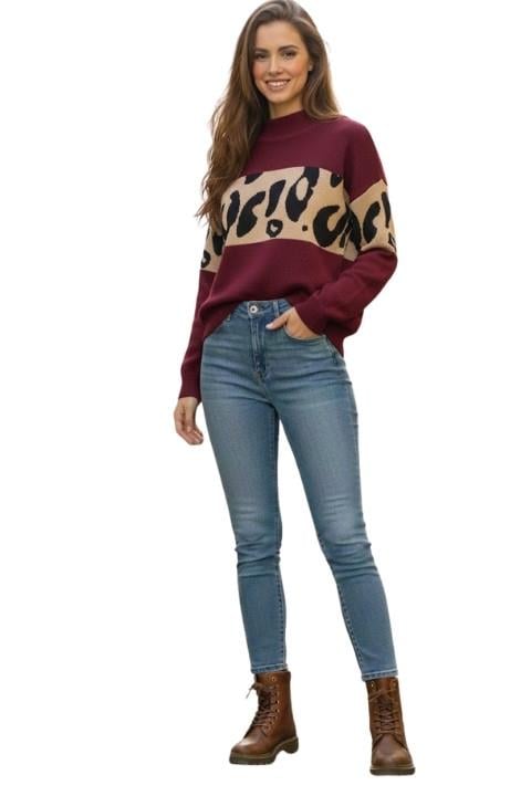 Kadın Triko Kazak - Bordo