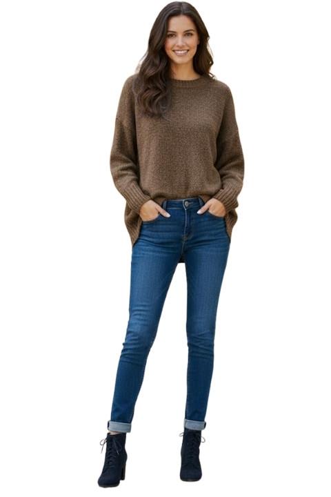 Kadın Triko Tunik Kazak - Kahverengi