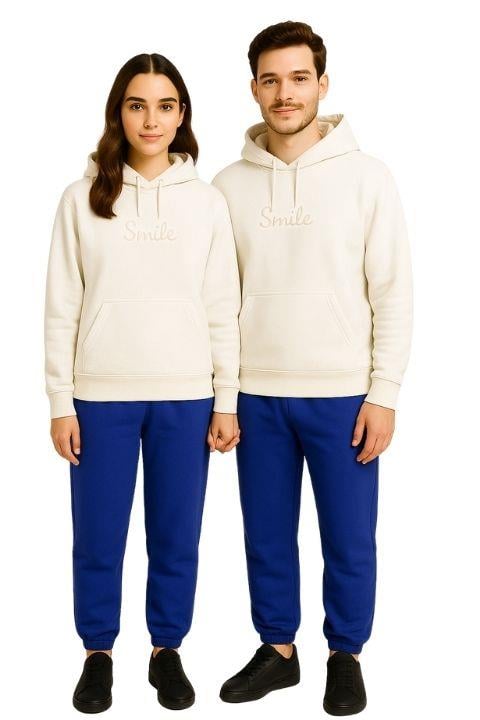 Kanguru Cep Sweat-Beyaz