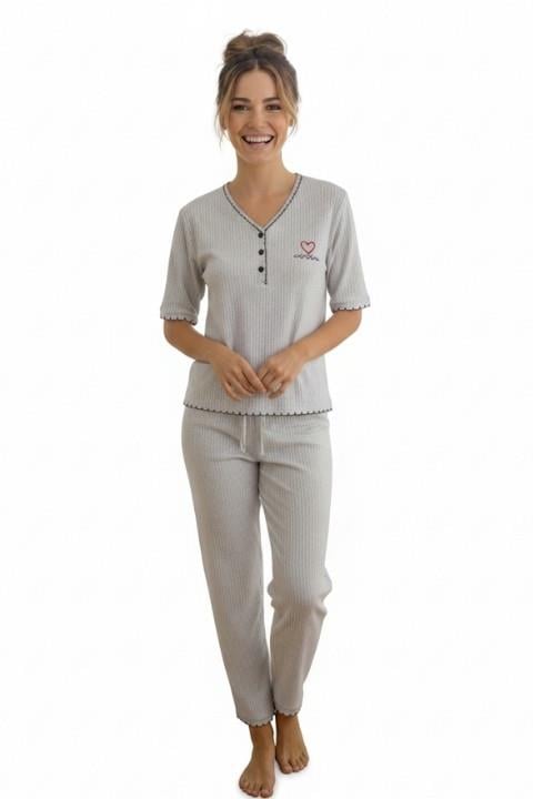 Kısa Kol Kadın Pijama Takımı-Lila