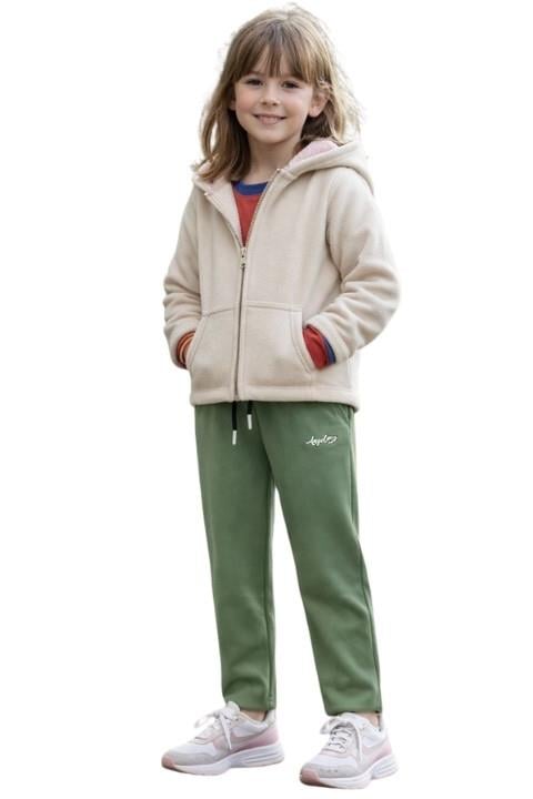 Kız Çocuk Dalgıç Şardonlu Eşofman Altı - Su Yeşili