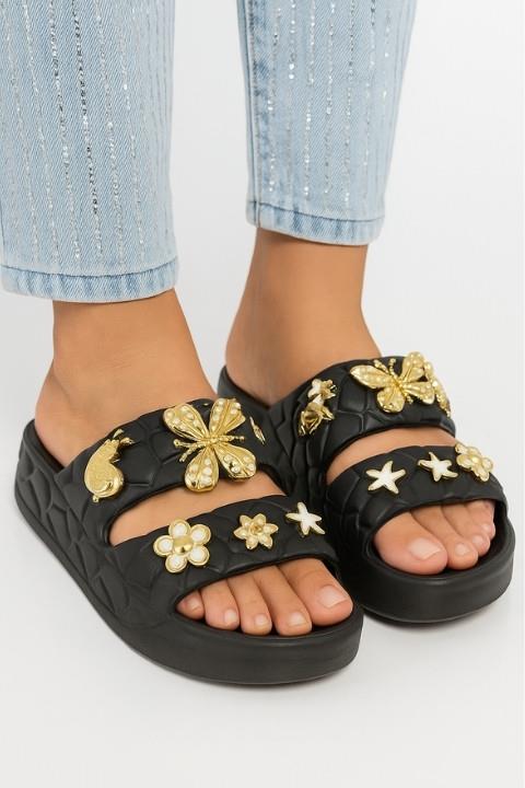 Larin Eva Taşlı Kadın Terlik - Siyah