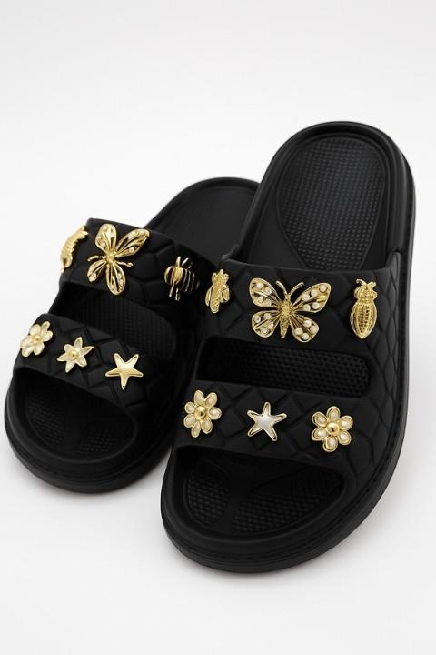 Larin Eva Taşlı Kadın Terlik - Siyah