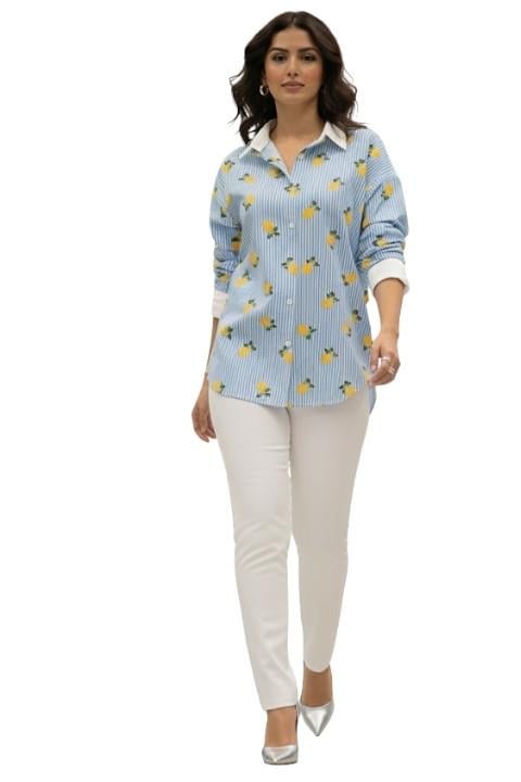 LİMON BASKI GÖMLEK