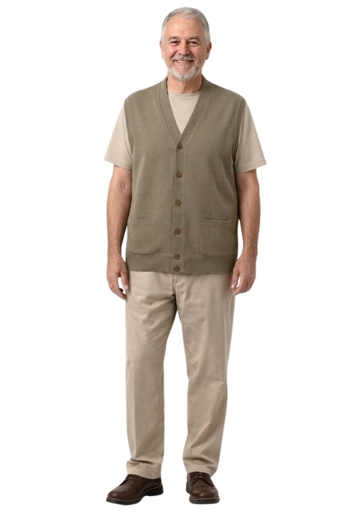 Merserize Erkek Yelek - Bej