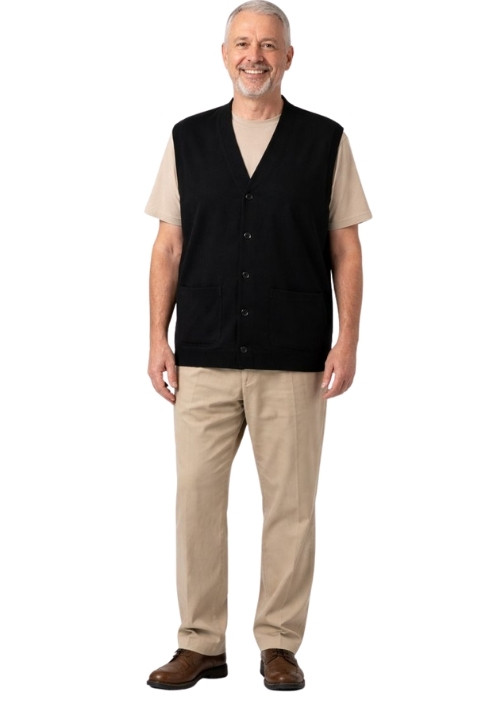 Merserize Erkek Yelek - Siyah