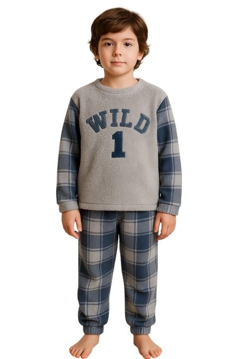 Mini Night 3345 Erkek Çcuk Welsoft Wıld Nak Pijama Takımı