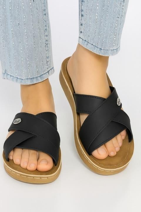 Mulex Kadın Çapraz Terlik - Siyah